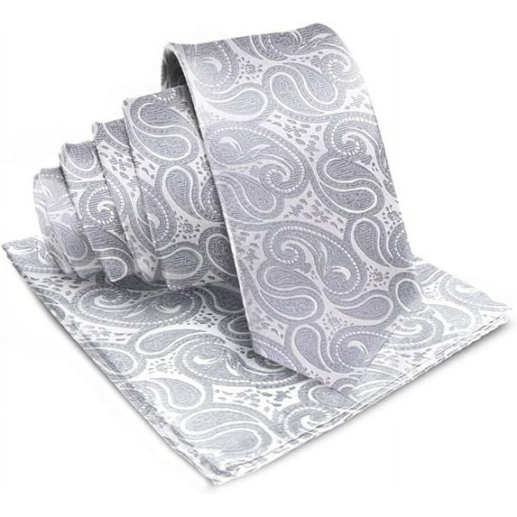 Vittorio Farina Solid Satin Paisley Necktie & Pocket Square