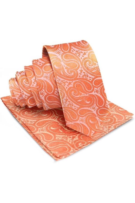 Solid Satin Paisley Necktie & Pocket Square