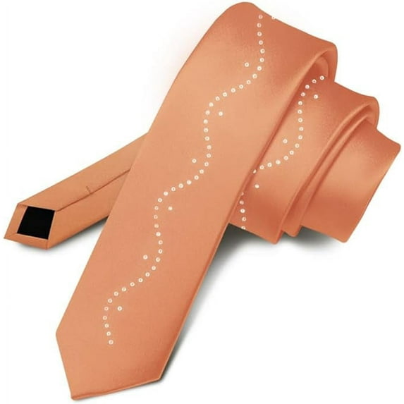 Vittorio Farina Solid Satin Skinny Necktie with Rhinestones