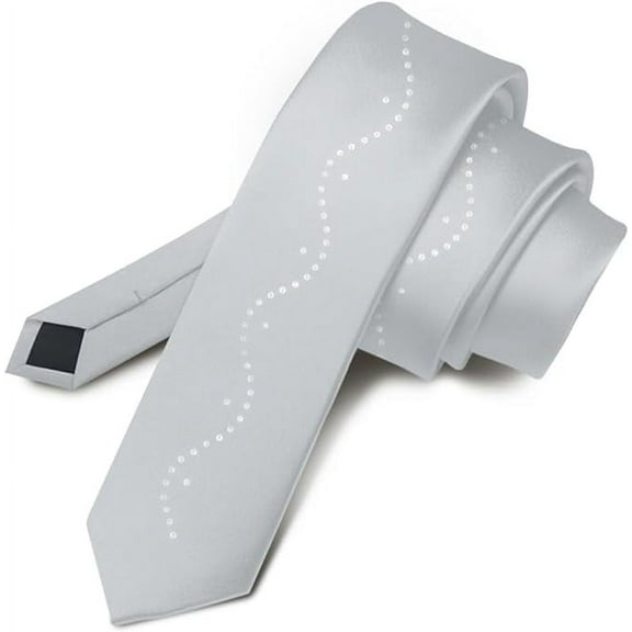 Vittorio Farina Solid Satin Skinny Necktie with Rhinestones