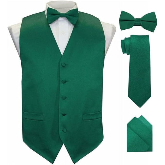 Vittorio Farina Solid Satin Vest Set (Black Back)