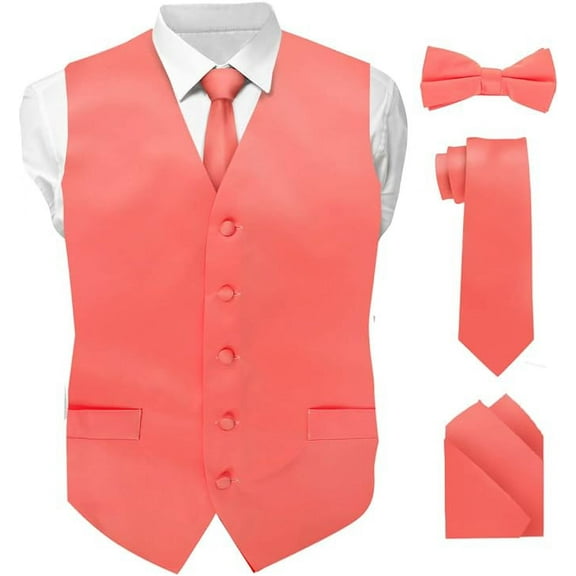 Vittorio Farina Solid Satin Vest Set (White Back)