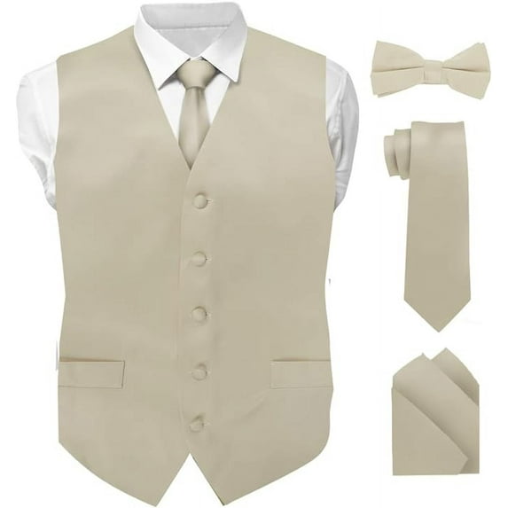 Vittorio Farina Solid Satin Vest Set (White Back)