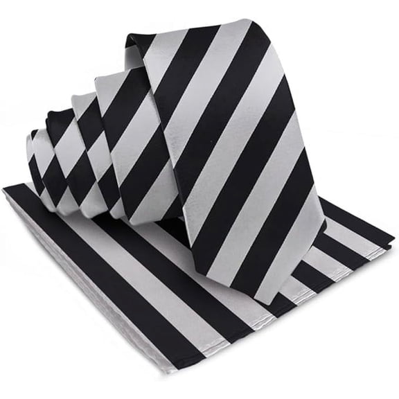 Vittorio Farina Striped Necktie & Pocket Square