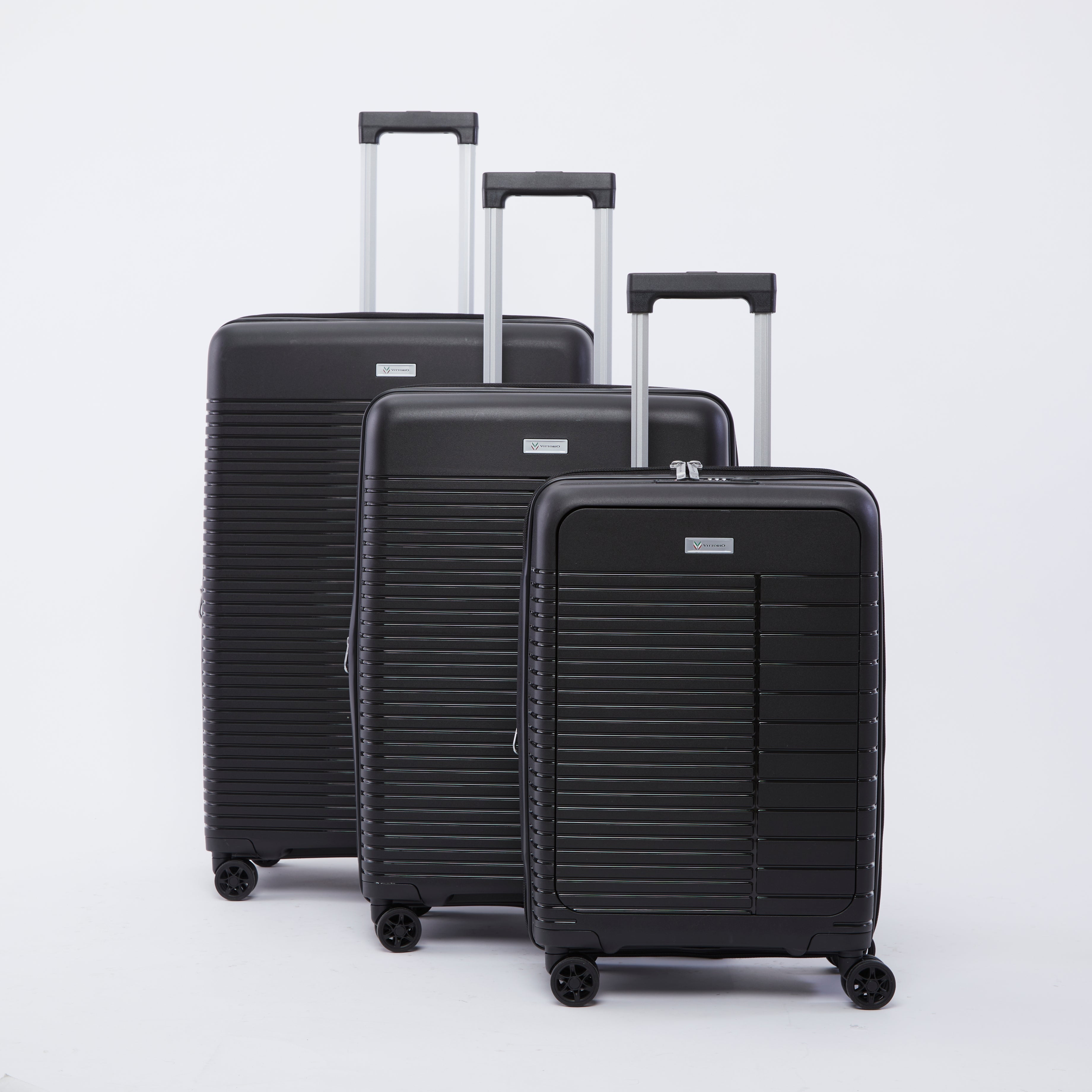 VittorioFlorence 3Piece Spinner Luggage Set with Builtin USB Port