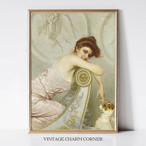 Vittorio Matteo Corcos Woman With Dog Unframed Paper Print