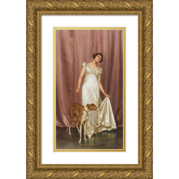 Vittorio Reggianini 12x18 Gold Ornate Wood Frame and Double Matted Museum Art Print Titled - An Elegant Lady