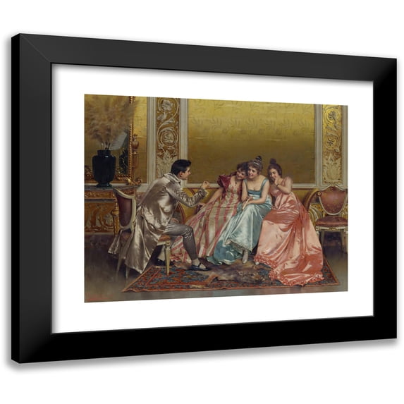 Vittorio Reggianini 24x20 Black Modern Framed Museum Art Print Titled - A Captive Audience