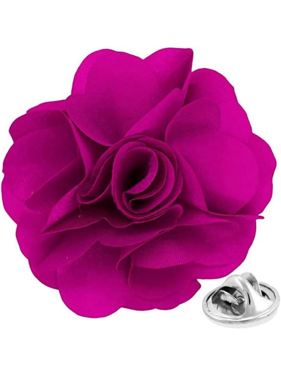 Formal Solid Flower Magenta Lapel Pin, Stainless Steel, 1 Count