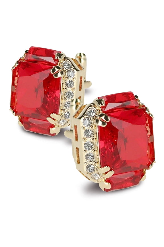 Large Rectangular Diamond Flanked Colorstone Crystal Cufflinks: CL 74XX Series