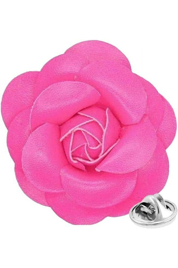 Men's Formal Leather Flower Lapel Pin