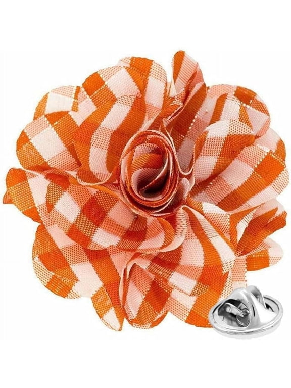 Men's Formal Metallic Silver Accent Plaid Flower Lapel Pin: Flower Pin Suit Accessories Pins for Suit or Tuxedo