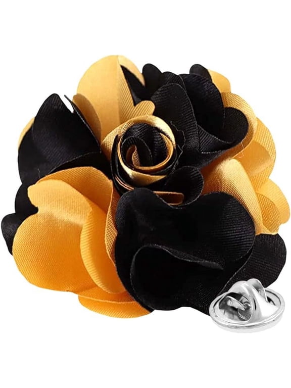Mens Formal Two-Tone Flower Lapel Pin: Flower Pin Suit Accessories Pins for Suit or Tuxedo