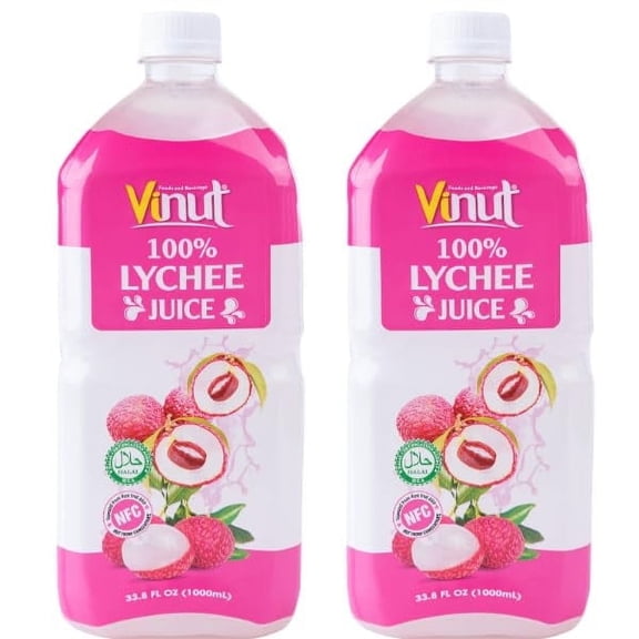 Viunt 100% Lychee Juice drink-No added Sugar, Not from Concentrate, Fresh, Non-GMO, 2 x 33.8 Fl Oz