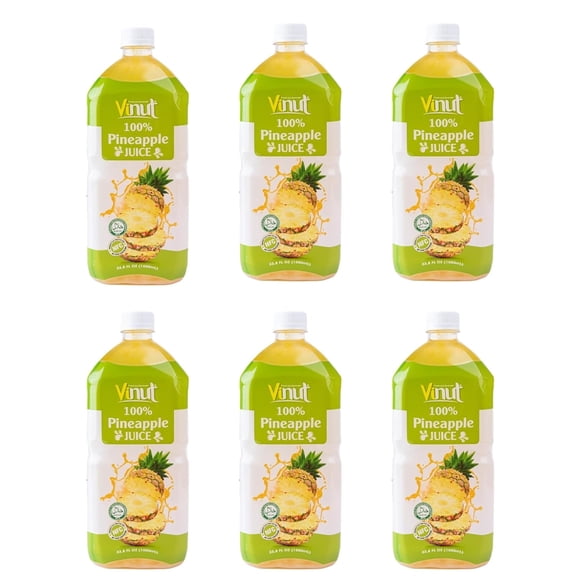 Viunt 100% Pineapple Juice-No Added Sugar, 33.8 Fl Oz, Not from Concentrate, Fresh, Non-GMO(Pack of 6, Pineapple)