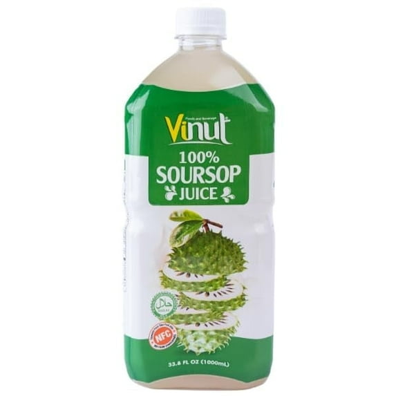 Viunt 100% Soursop Juice-No added Sugar, Not from Concentrate, Fresh, Non-GMO, 33.8 Fl Oz
