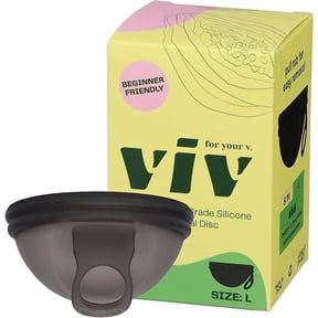 Viv for Your V Large Premium Menstrual Disc for Heavy Flow, Ring Stem Easy Removal, Soft Tampon Alternative for Active Lifestyle, Comfortable 12 Hour Wear, Medical-Grade Silicone Reusable Period Cup