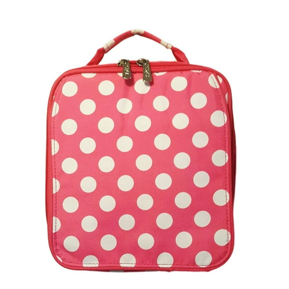 Viv & Lou Pink Polka Dot Back to School Lunch Tote