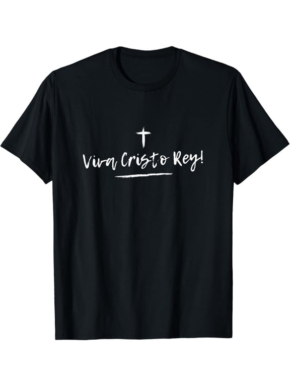Viva Cristo Rey Catholic Christian Religious Cross T-Shirt Graphic Tee for Men and Women Retro Faith Design