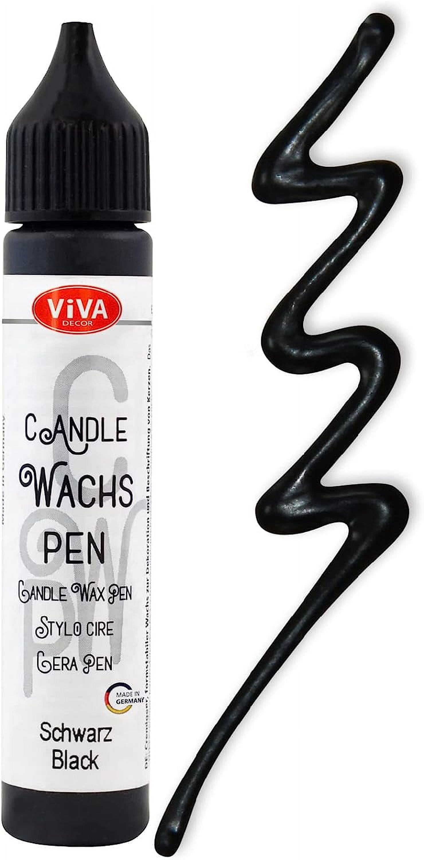 Viva Decor Candle Wax Pen (Black, 0,95 Fl oz) - Color for Candles - Candle Making Supplies - Candle Pen - Decorating Wax for Candle Making
