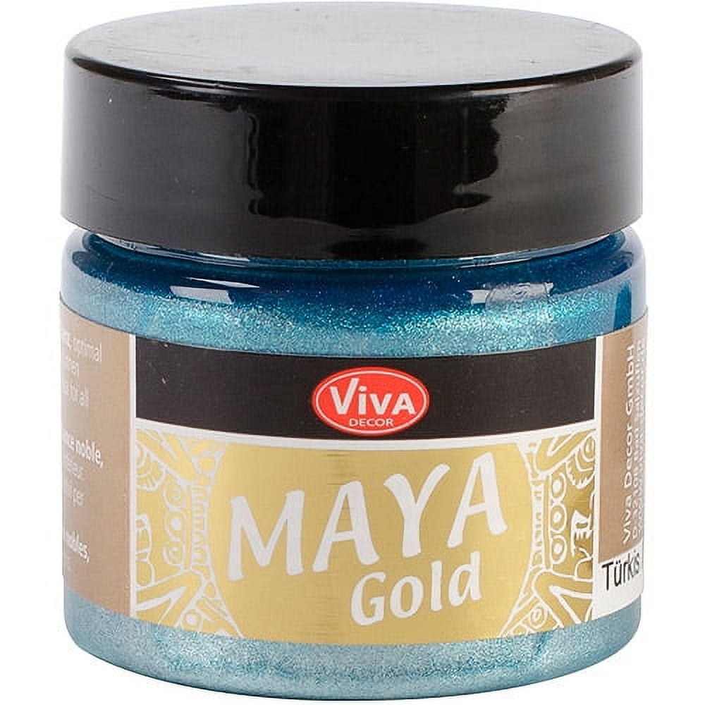 Viva Decor Maya Gold (Turquoise, 1,52 Fl oz) metallic acrylic paint sets-  metallic paint with intense color depth - for all surfaces rich pigments