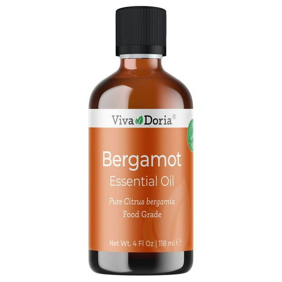 Viva Doria Pure Bergamot Essential Oil, Undiluted, Food Grade, Italian Bergamot Oil, 4 Fl Oz (118 mL)