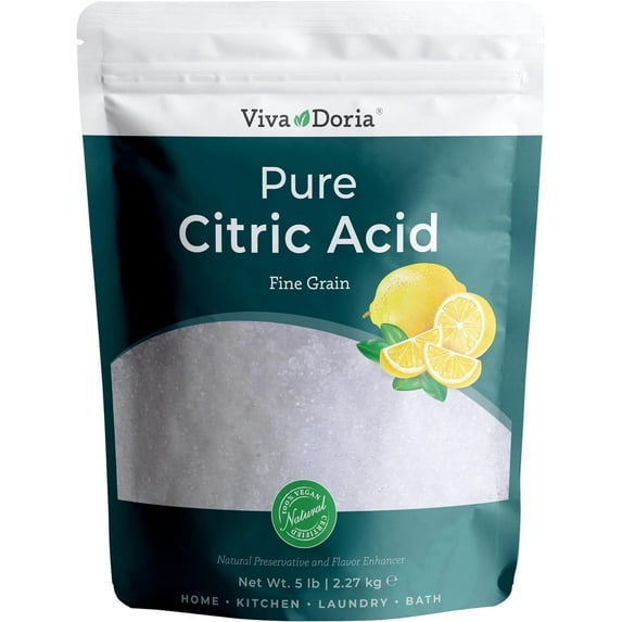 Viva Doria 100% Pure Citric Acid, Food Grade, Fine Grain, 5 lb (2.27 kg)