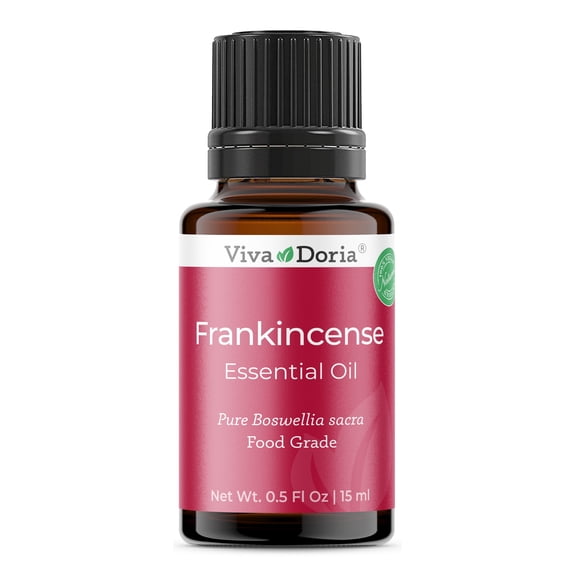 Viva Doria 100% Pure Frankincense Essential Oil, Undiluted, Food Grade Oil, 0.5 Fluid Ounce (15 mL) Natural Aromatherapy Oil