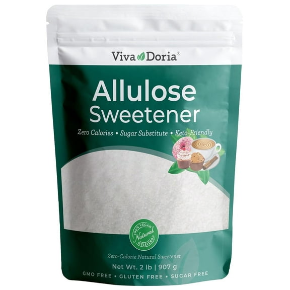 Viva Doria Allulose Sweetener | Zero Calorie Sugar Substitute | Great for Coffee, Tea, Cooking and Baking | Keto Friendly | Non-Erythritol, GMO Free, Gluten Free & Vegan Sweetener, 2 lb
