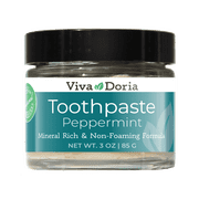 Viva Doria Flouride Free Natural Mineralizing Toothpaste - Peppermint (3 oz glass jar)