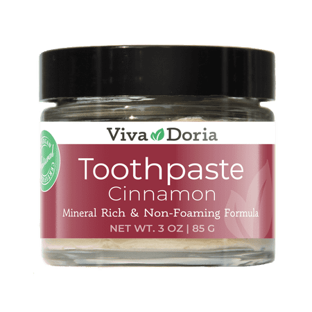 Viva Doria Fluoride Free Natural Mineralizing Toothpaste - Cinnamon (3 oz glass jar)