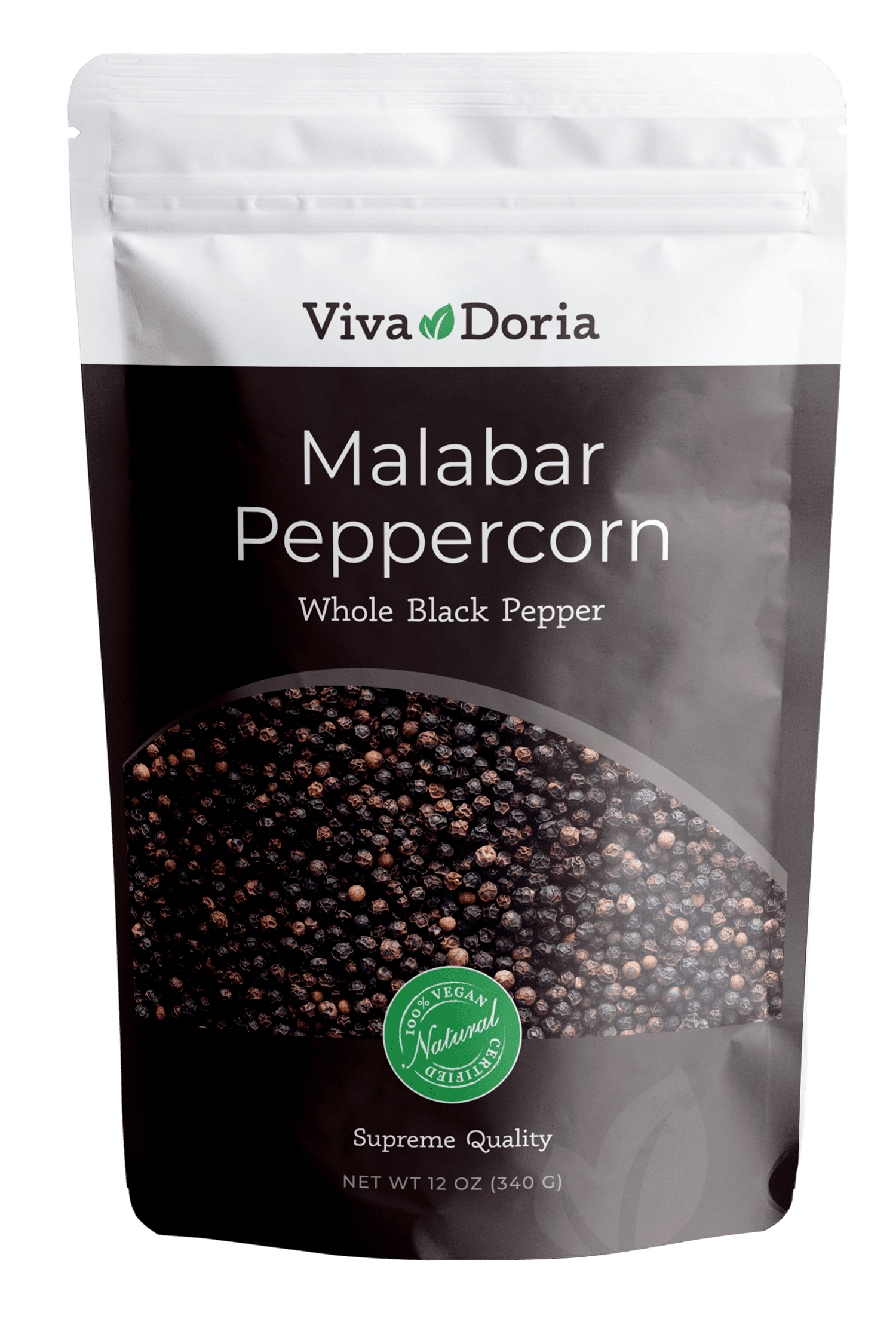 Viva Doria Malabar Black Peppercorns, Whole Black Pepper, Black