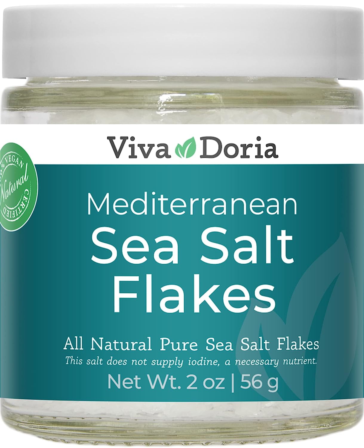 Viva Doria Mediterranean Sea Salt Flakes, 2 Oz Glass Jar