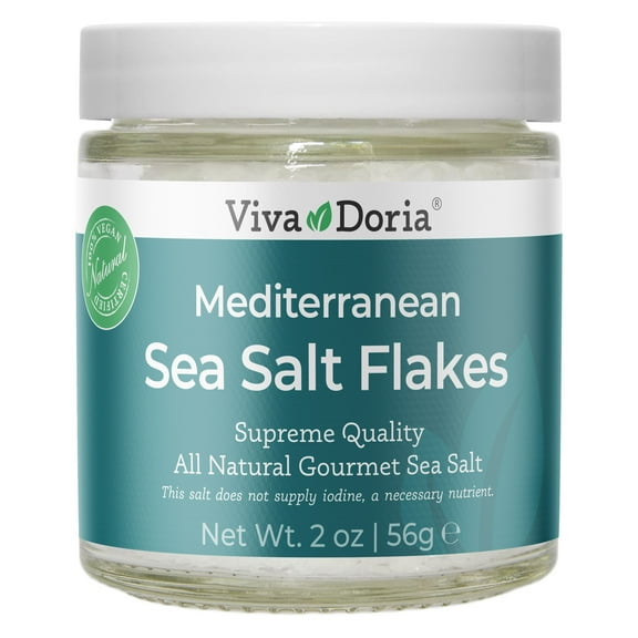 Viva Doria Mediterranean Sea Salt Flakes, 2 oz Glass Jar