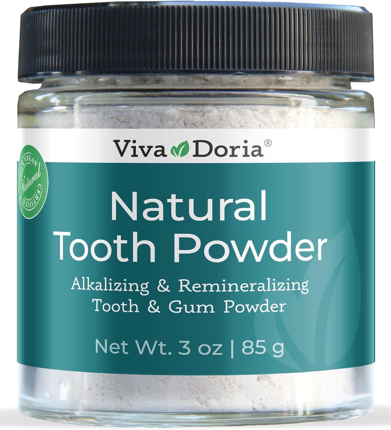 Viva Doria Natural Tooth Powder | Remineralizing Teeth Whitening Powder | Toothpaste Power | Breath Freshener | Refreshing Mint Flavor | 3 Oz Glass Jar
