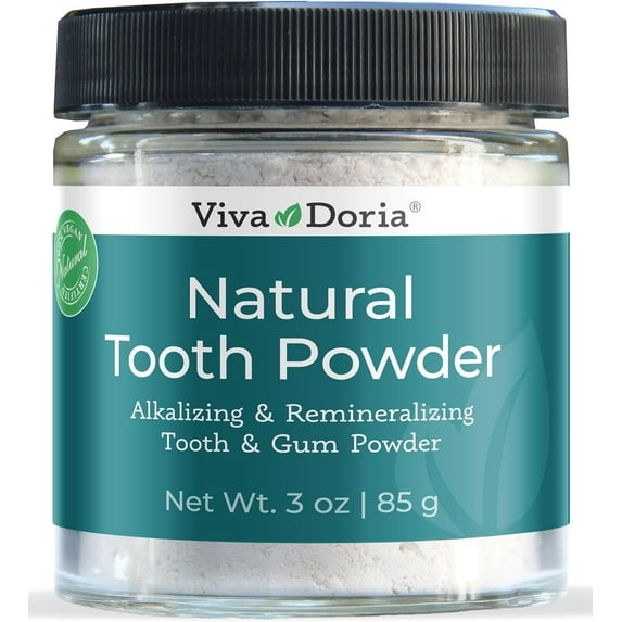 Viva Doria Natural Tooth Powder | Remineralizing Teeth Whitening Powder | Toothpaste Power | Breath Freshener | Refreshing Mint Flavor | 3 Oz Glass Jar