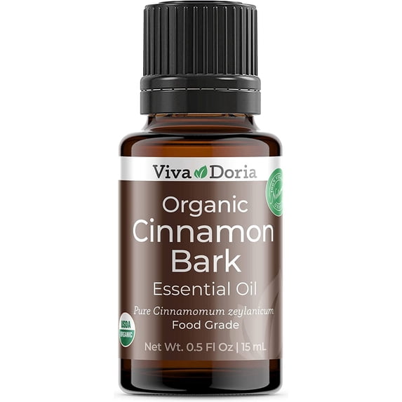 Viva Doria Organic Cinnamon Bark Oil, Undiluted, Food Grade, 0.5 Fl Oz (15 ml)
