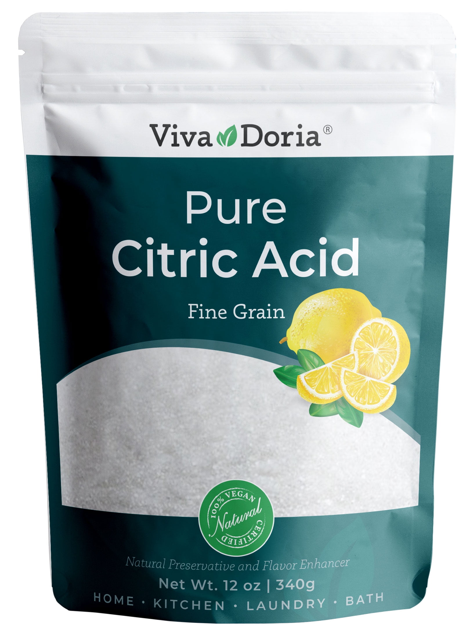 Viva Doria Pure Citric Acid, Food Grade, Fine Grain,  12 oz (340 g)