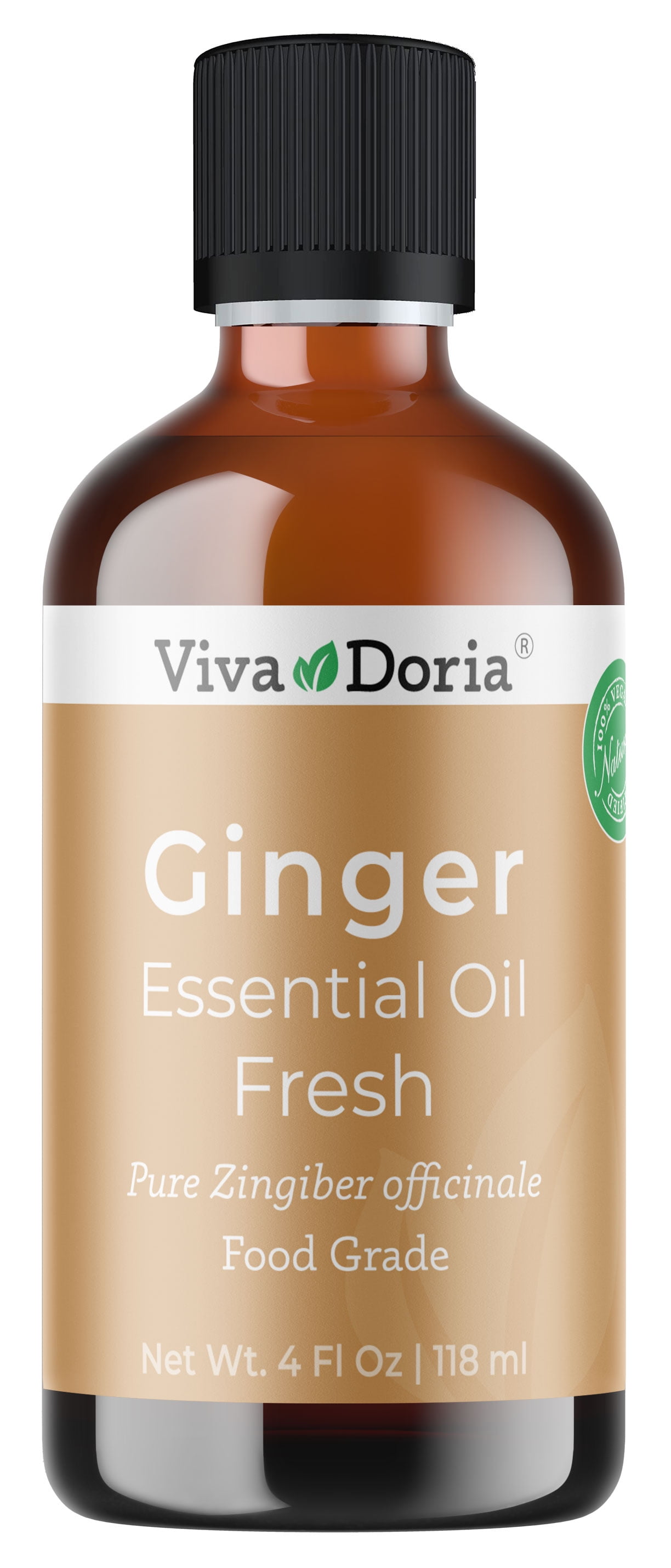 Viva Doria Pure Ginger Essential Oil, Food Grade, Undiluted, 4 Fluid Ounces (118 mL)