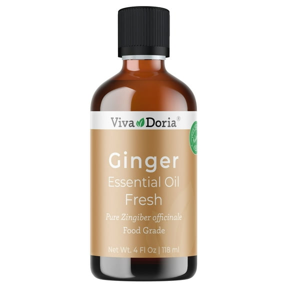 Viva Doria Pure Ginger Essential Oil, Food Grade, Undiluted, 4 Fluid Ounces (118 mL)