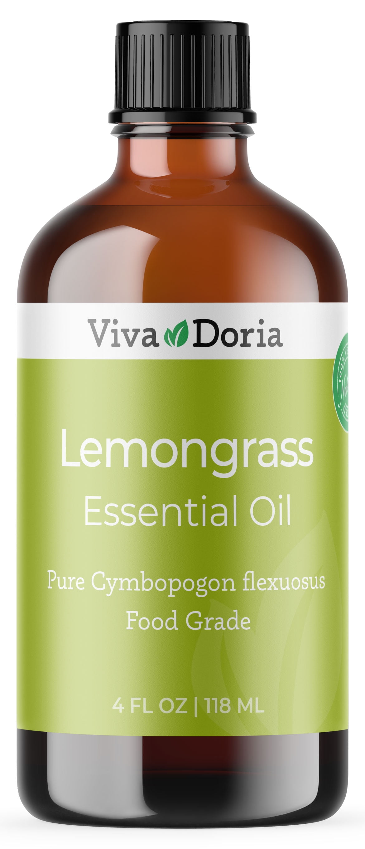 Viva Doria Pure Lemongrass Essential Oil, Undiluted, Food Grade, 118 mL (4 Fl Oz)