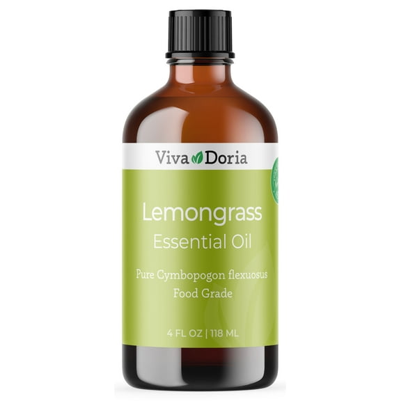 Viva Doria Pure Lemongrass Essential Oil, Undiluted, Food Grade, 118 mL (4 Fl Oz)