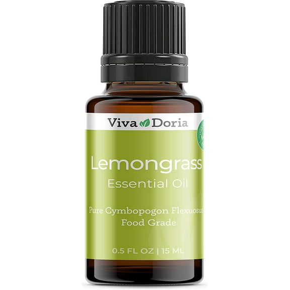 Viva Doria Pure Lemongrass Essential Oil, Undiluted, Food Grade, 15 mL (0.5 Fluid Ounce)