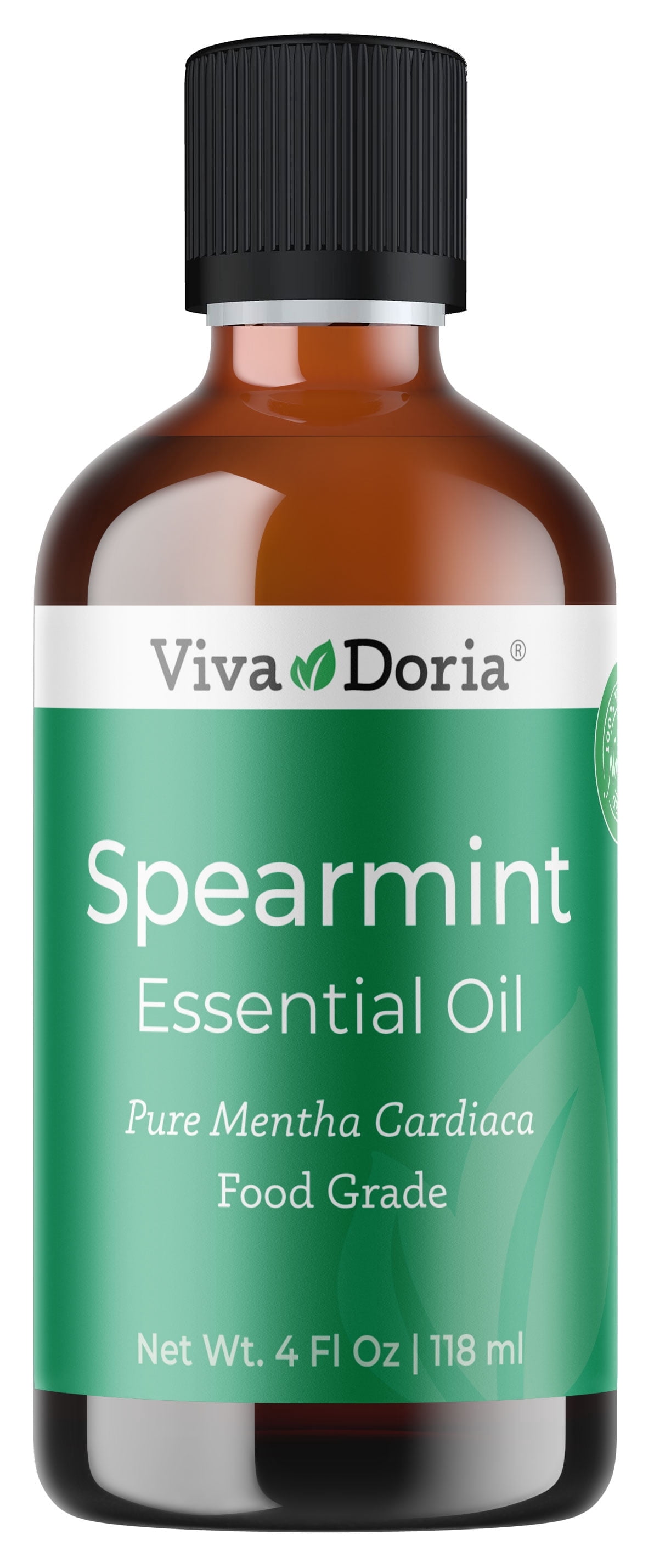 Viva Doria Spearmint Essential Oil, 118 ml (4 fl oz) – Food Grade, 100% Pure, Natural for Aromatherapy