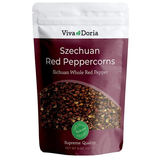 Viva Doria Red Szechuan Peppercorns, Whole Sichuan Pepper, 8 Oz (227 g)
