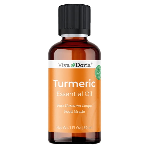 Viva Doria Turmeric Essential Oil, 30 ml (1 fl oz) Food Grade, 100% Pure, Natural Oil for Aromatherapy
