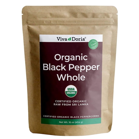 Viva Doria Whole Black Peppercorn USDA Certified Organic Sri Lankan 16 oz
