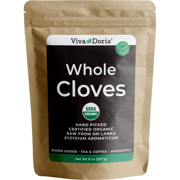 Viva Doria Whole Cloves, Hand Picked Indonesian Clove Buds, USDA Certified Organic 8 Oz Resealable Pouch Bag