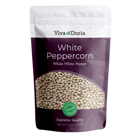 Viva Doria Whole White Peppercorn (Whole White Pepper) 12 oz for Grinder Refill
