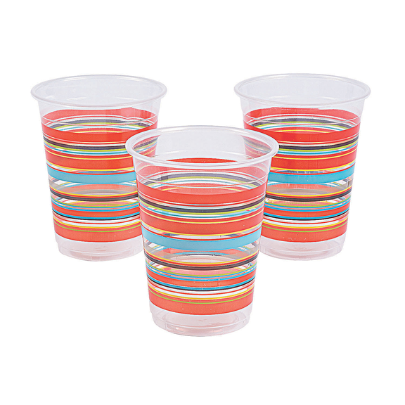 Viva Fiesta Disposable Plastic Cups (50) - Party Supplies - 50 Pieces